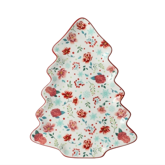 🎄 SALE New Pioneer Woman Merry Meadow Tree 16" Red Platter - Picture 6 of 6